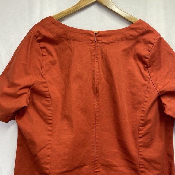 Jessica London Short Sleeve Scoop Neck Tunic Midi Dress Women 22W Rust Back Zip - Picture 12 of 16